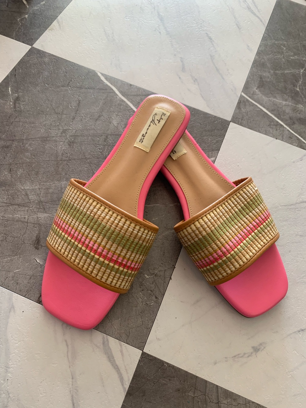 Vintage Havana Pink Slide Sandals with Woven Band